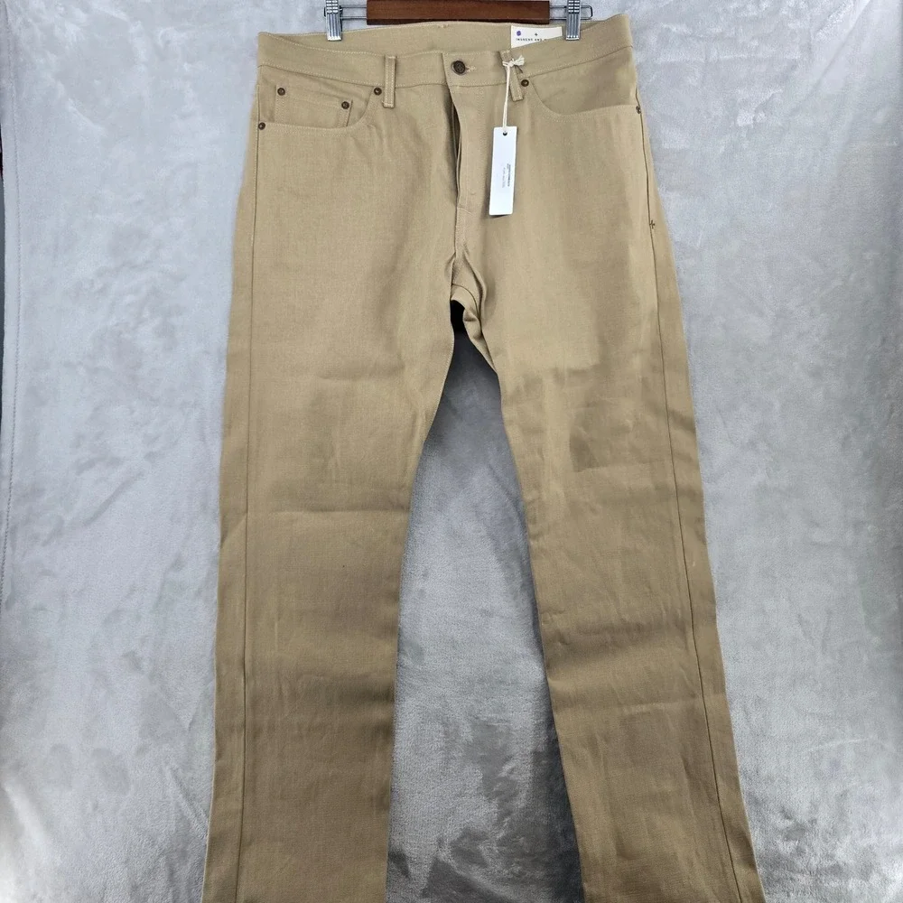 Imogene and Willie Barton Slim Khaki Rigid IP‎ Jeans Mens 36 Tan Selvedge Denim